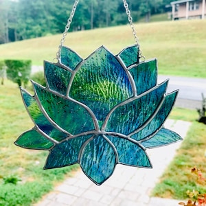 Lotus Flower Suncatcher Stained Glass Sun Catcher Lotus Flowers