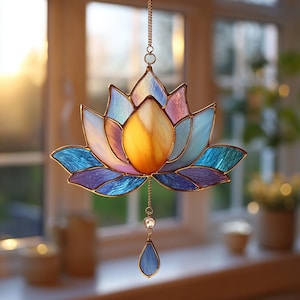 Lotus Flower Mica Suncatcher for Window Home Decor